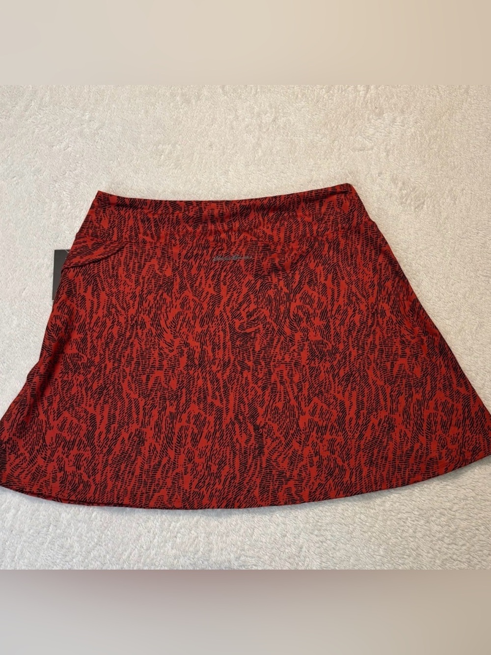 Eddie Bauer Kacey Pull On Skirt Cinnabar Imprint Size XL Orange Black New - Picture 2 of 9